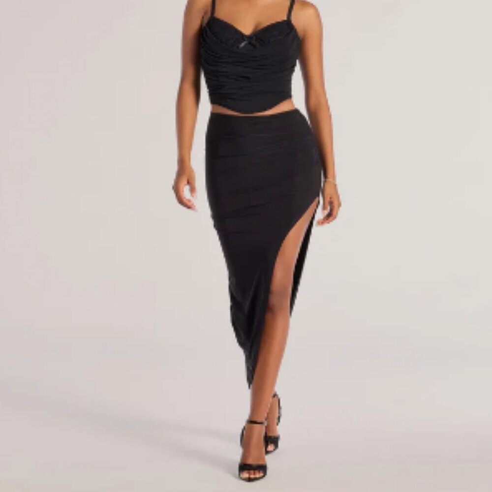 Windsor "The One" High-Rise Slit Maxi Skirt Black Small